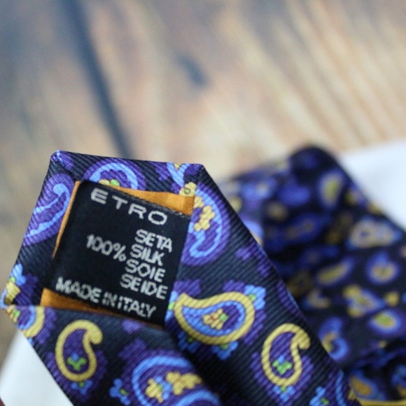 ETRO MILANO MEN'S TIE NEW 100% SILK MADE IN ITALY - Picture 7 of 8